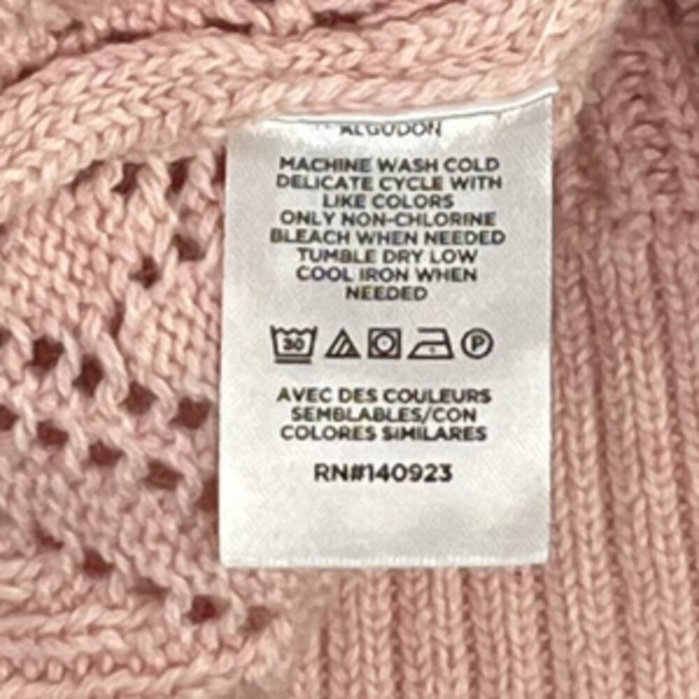 Loft Pink Open Knit Diamond Argyle Scoop Neck Sweater Size XS - Picture 4 of 4